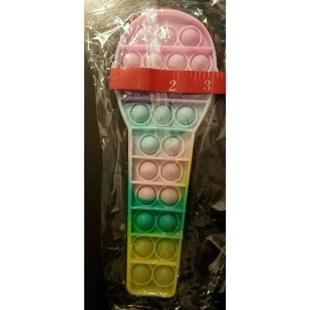 Fidget Toy Microphone Push Pop Bubble Pastel Rainbow Silicone Sensory